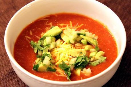 Vegetarian Tortilla Soup with Creative Toppings