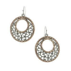 crescent hoop mixed metal earrings