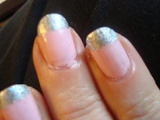 Pink/Silver french nail look