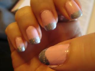 Pink/Silver french nail look