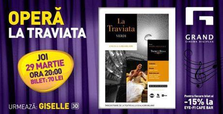La Traviata, screening in Bucharest, March 29