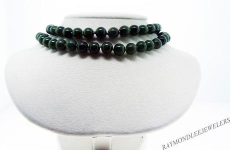 Double Strand Jade Bead Necklace with Decorative Jumbo Lobster Claw Clasp