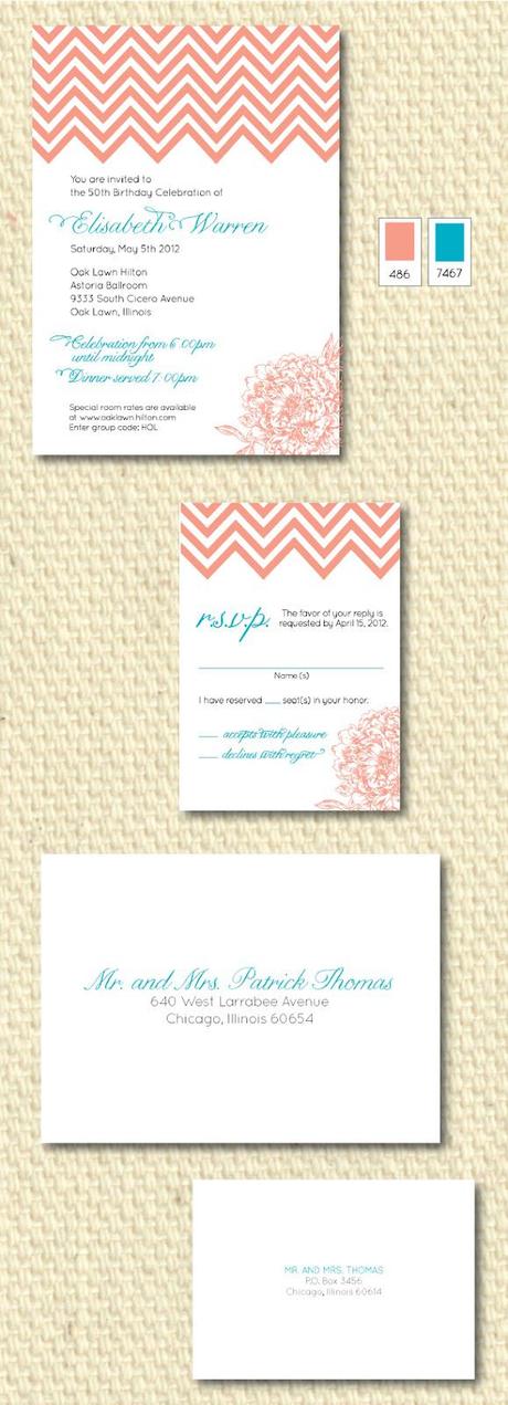 Invitation Spotlight: A Marriage of Chevron and Florals