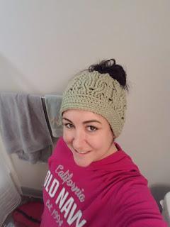 Pattern Review:  Snowy Owl Ponytail Beanie