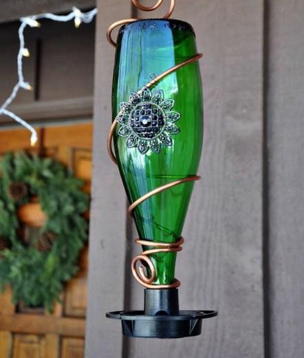Bird-feeder made from a Champagne Bottle