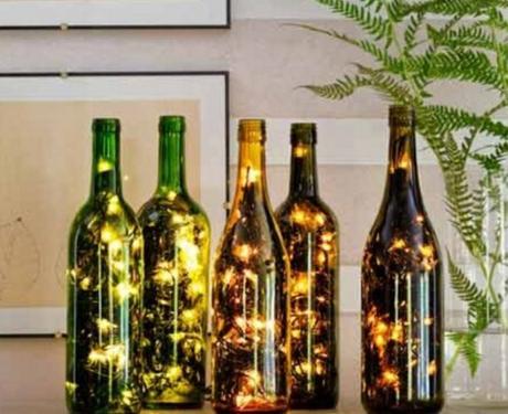 Decorative Light Made from a Champagne Bottle