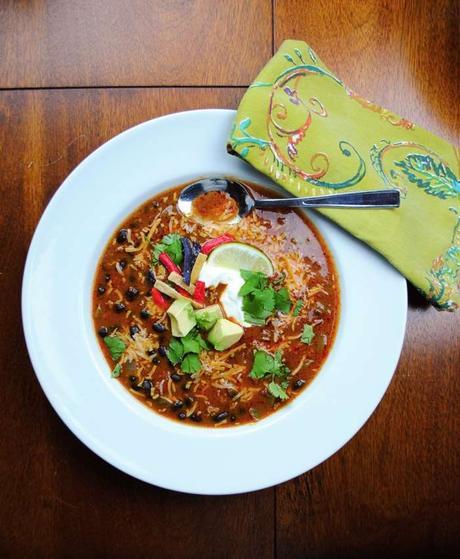 Slender Beef and Black Bean Taco Soup with Winking Girl Taco Skillet Sauce