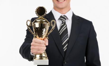 Businessman with trophy