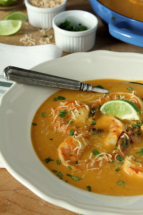 Thai Butternut Squash and Coconut Soup with Shrimp