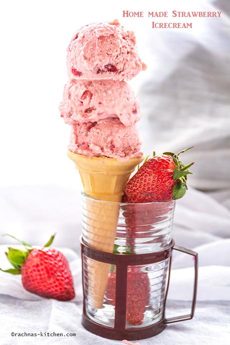 Homemade strawberry ice cream recipe | How to make eggless strawberry ice cream