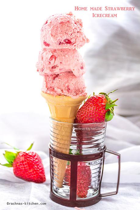 Homemade strawberry ice cream recipe | How to make eggless strawberry ice cream