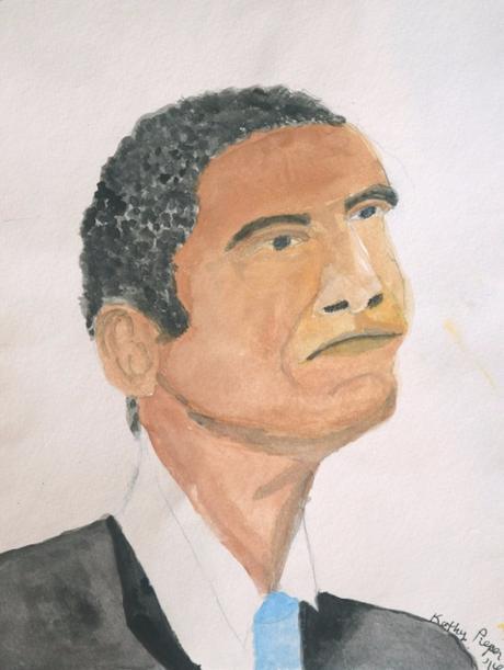 Watercolor Portrait of Barack Obama