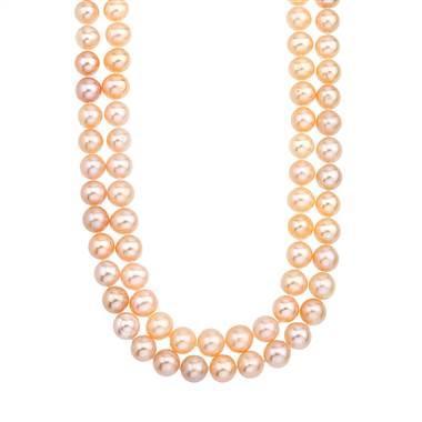 Double-strand pink freshwater pearl choker at B2C Jewels  