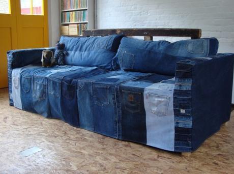 Sofa Made From a Repurposed Jeans