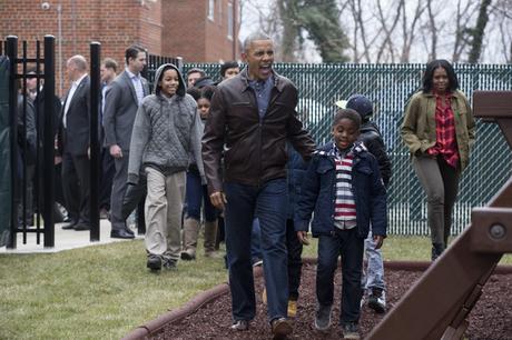 President Barack Obama &  Michelle Obama Day Of Service At Homeless Shelter