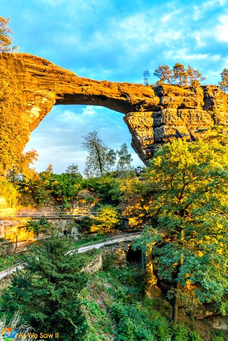 Pravčická brána, or Pravcice gate, is the largest natural arch in Europe. It is located in Bohemian Switzerland, a Czech national park. Read more at: http://www.aswesawit.com/pravcicka-brana/