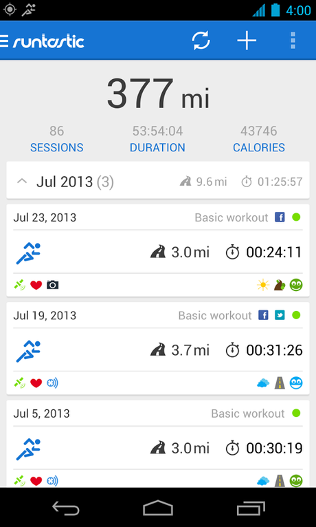 Runtastic PRO - screenshot