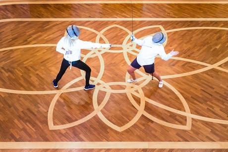 Faya Nilsson (fitnessontoast) receives a fencing lesson in the Queen's Room on board Cunard's Queen Elizabeth in Southampton. Picture date: Tuesday January 3, 2017. Photograph by Christopher Ison © 07544044177 chris@christopherison.com www.christopherison.com