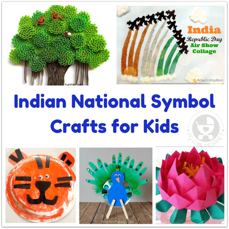 This Republic Day, teach kids about India's national symbols through these 7 Indian National Symbol Crafts for Kids. National animal, bird, fruit & more!
