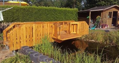 Old Wooden Pallet Transformed Into a Garden Bridge