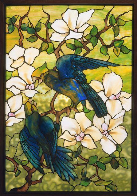 Parrots and Blossoms by Louis Comfort Tiffany
