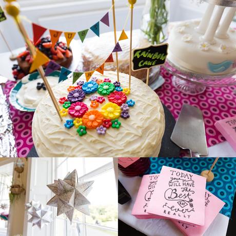 Bright coloured cake & wedding decorations Derwentwater Independent Hostel Wedding
