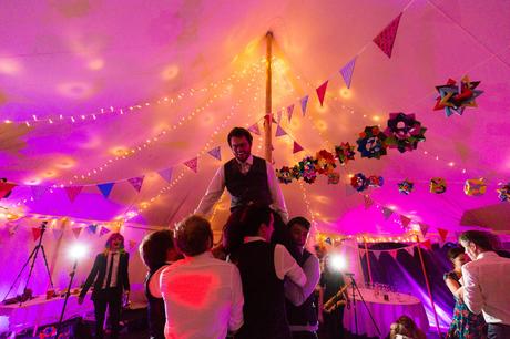 Chair dance with groom Derwentwater Independent Hostel Wedding