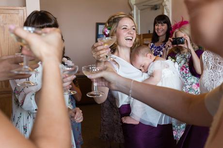 Bridesmaids having toast Derwentwater Independent Hostel Wedding