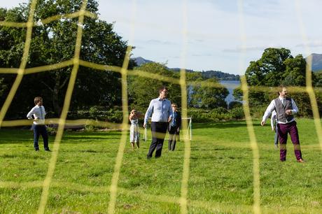 Wedding day football match Derwentwater Independent Hostel Wedding