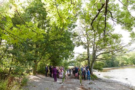 Derwentwater Independent Hostel Wedding ceremony outside by lake