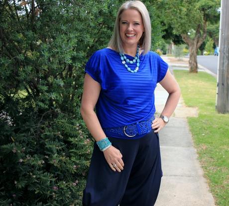 My summer style- navy and cobalt with turquoise accents