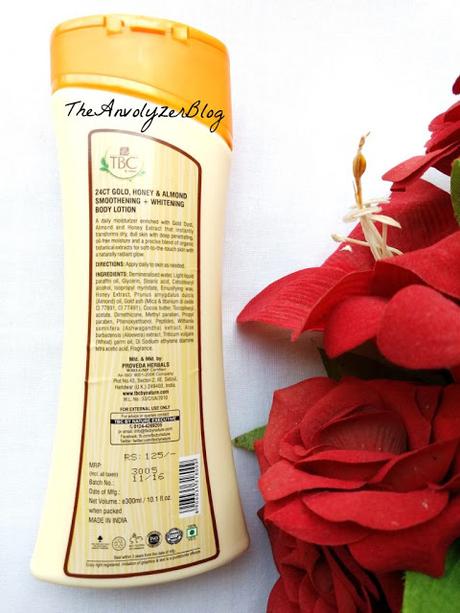 Review of 24ct Gold Honey & Almond Smoothening and Whitening Body Lotion By TBC By Nature