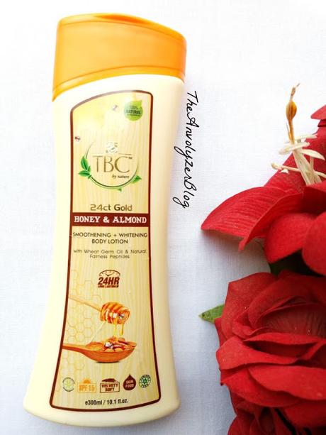 Review of 24ct Gold Honey & Almond Smoothening and Whitening Body Lotion By TBC By Nature