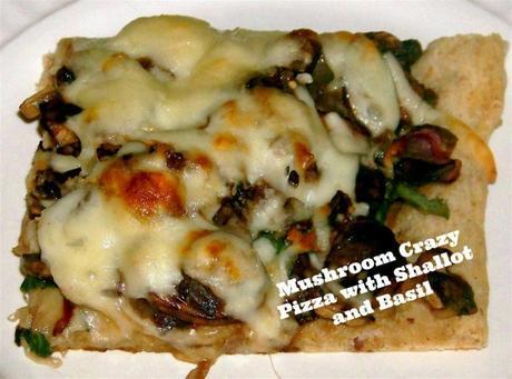Homemade Pizza with Mushrooms, Shallots, and Basil