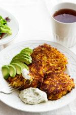 Rutabaga Fritters with Avocado