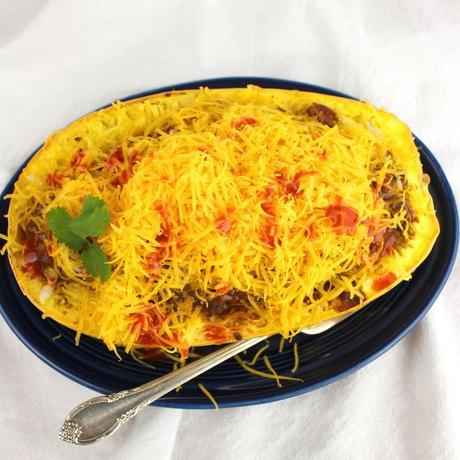 5-Way Cincinnati Chili Spaghetti Squash Boats #FoodieExtravaganza 5-Way Cincinnati Chili Spaghetti Squash Boats