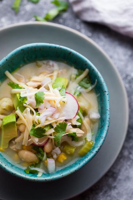 Healthy Slow Cooker White Chicken Chili (Assemble Ahead)