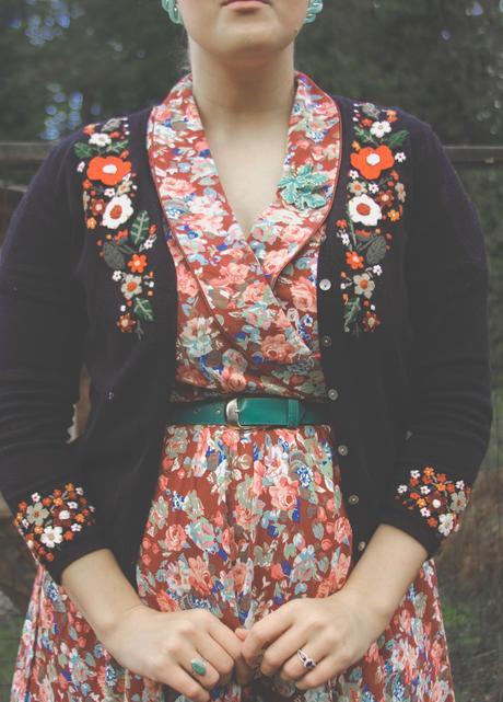 Floral applique, Lindy Bop Dress, and the 1940’s Working Girl