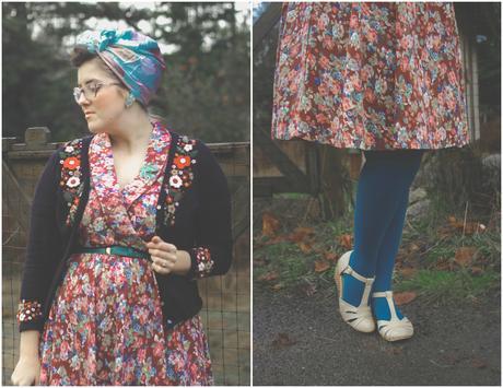 Floral applique, Lindy Bop Dress, and the 1940’s Working Girl