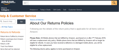 Amazon India ends return policy for mobile phones amazon return policy