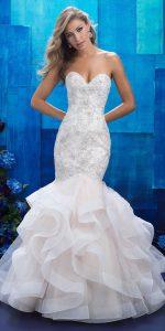ruffled mermaid wedding dress