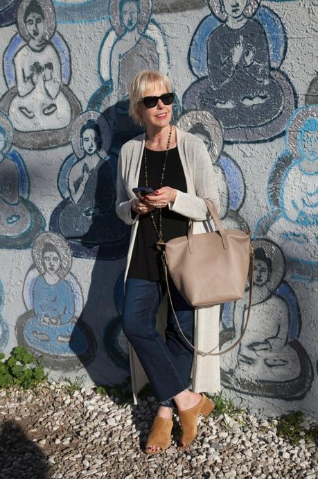 From LA, With Love… linen long cardigan and cropped denim