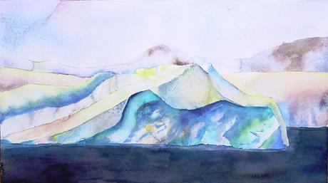 Winter Watercolor of Iceberg By Lisa Goren