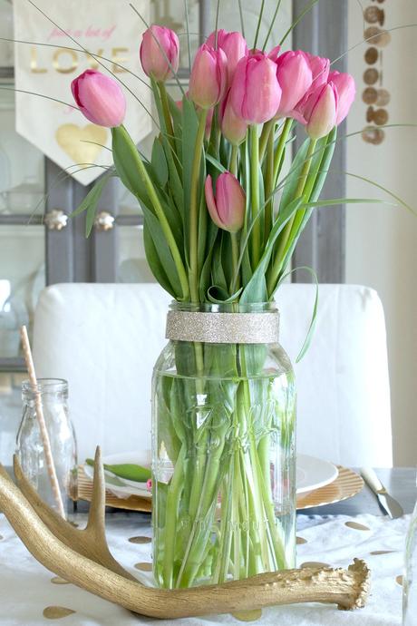 Tulips in a Mason Jar for Valentine's Day