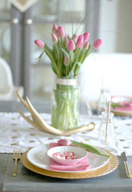 Pink and Gold Table Setting