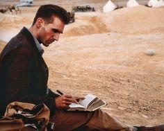 Image result for ralph fiennes the english patient writing in notebook