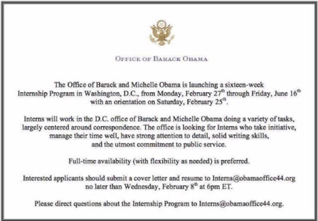 Intern With Barack and Michelle Obama