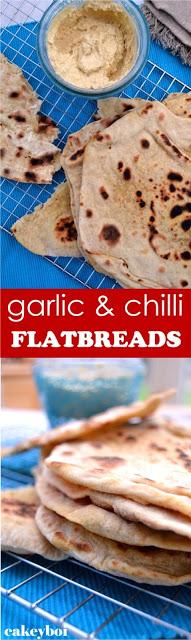 Unleavened flatbreads flavoured with garlic and chilli. Cooked on a griddle. Perfect for dipping or enjoying with a curry.