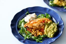 Cheese-Filled Chicken Breast with Guacamole