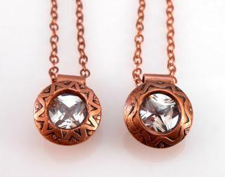 CZ in Etched Copper with Copper Chain Pendant CZ in etche...